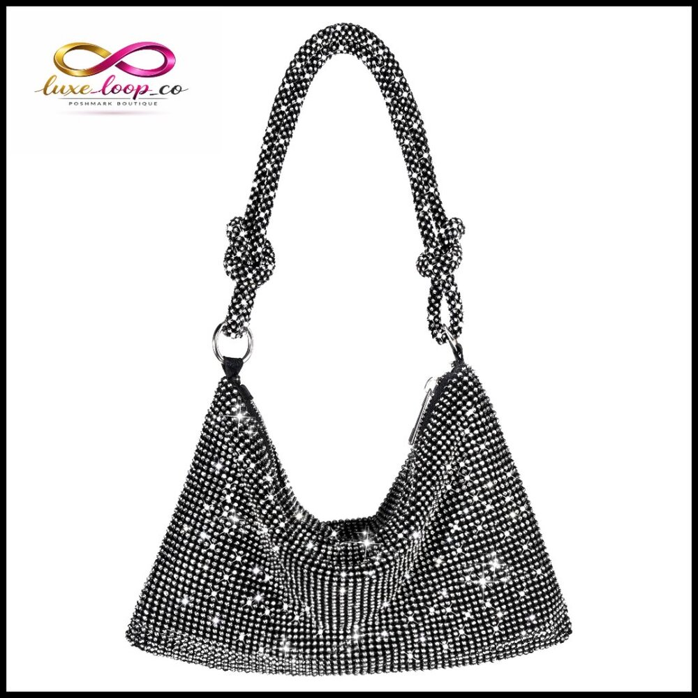 Sparkly Rhinestone Evening Clutch with Shoulder Strap for Party Prom Wedding - Picture 1 of 7